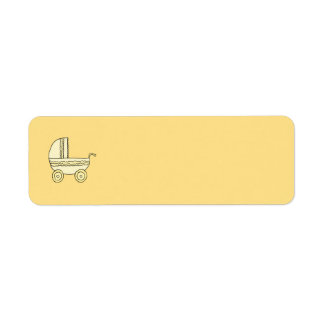 Yellow Baby Pram. Return Address Label