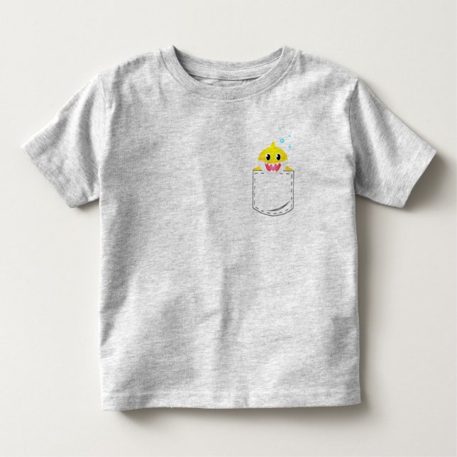 Yellow Baby Shark Stitched Pocket Toddler T-Shirt (Front)