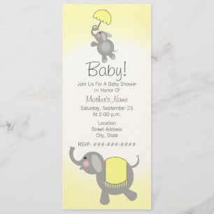 Yellow Baby Shower Mother & Baby Elephant Invite