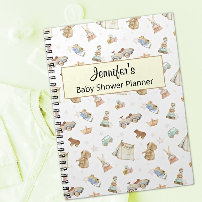 Yellow Baby Shower Planner-Keepsake Vintage Toys Notebook (Creator Uploaded)