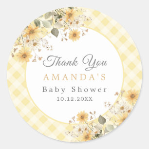 Yellow Baby Shower Thank you Classic Round Sticker