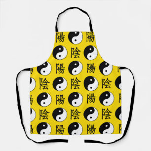 Yellow Background Chinese Yinyang Pattern Apron