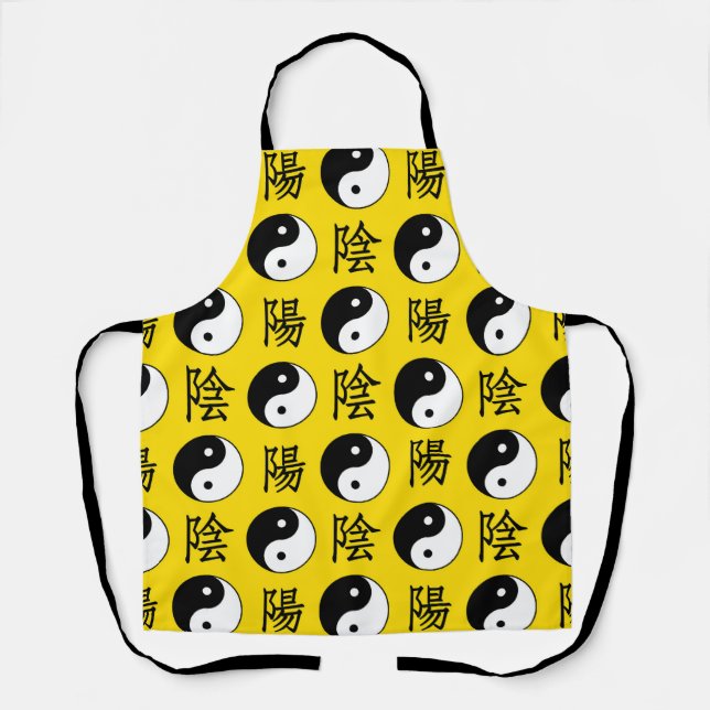 Yellow Background Chinese Yinyang Pattern Apron (Front)