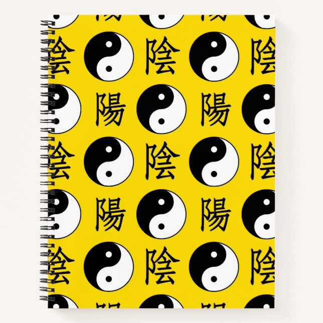 Yellow Background Chinese Yinyang Pattern Notebook (Front)