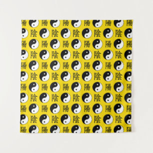 Yellow Background Chinese Yinyang Pattern Tapestry