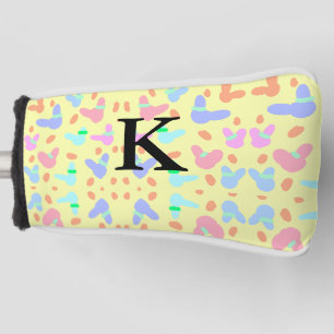Yellow background colourful bunnies pattern add le golf head cover
