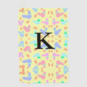 Yellow background colourful bunnies pattern add le golf towel