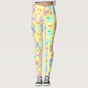 Yellow background colourful bunnies pattern add le leggings