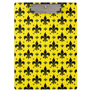 Yellow Background Fleur-de-lis Pattern Design Clipboard