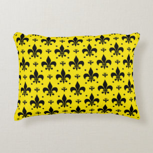 Yellow Background Fleur-de-lis Pattern Design Decorative Cushion