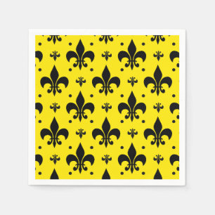Yellow Background Fleur-de-lis Pattern Design Napkin
