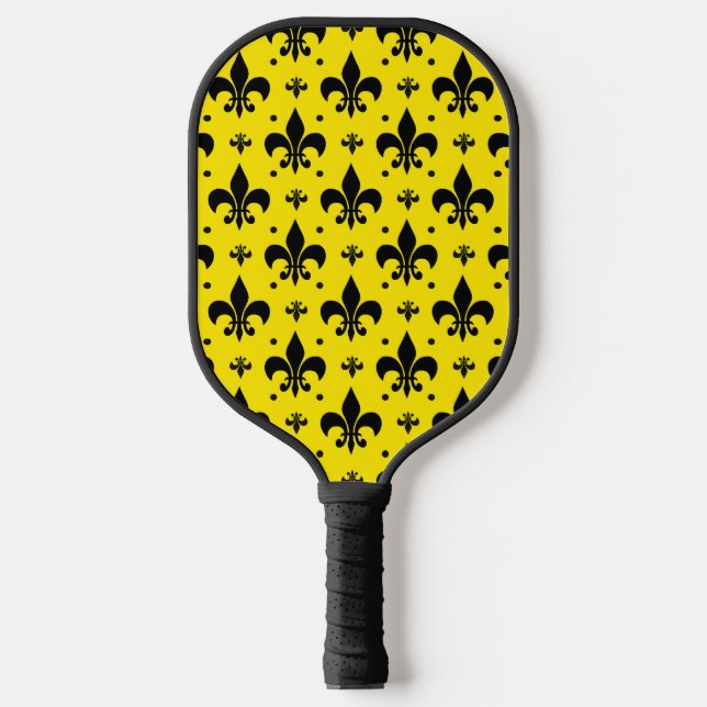 Yellow Background Fleur-de-lis Pattern Design  Pickleball Paddle (Front)