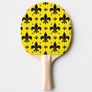 Yellow Background Fleur-de-lis Pattern Design Ping Pong Paddle