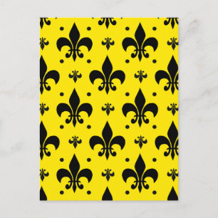 Yellow Background Fleur-de-lis Pattern Design Postcard