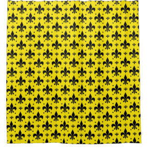 Yellow Background Fleur-de-lis Pattern Design Shower Curtain