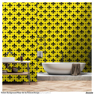 Yellow Background Fleur-de-lis Pattern Design Wallpaper