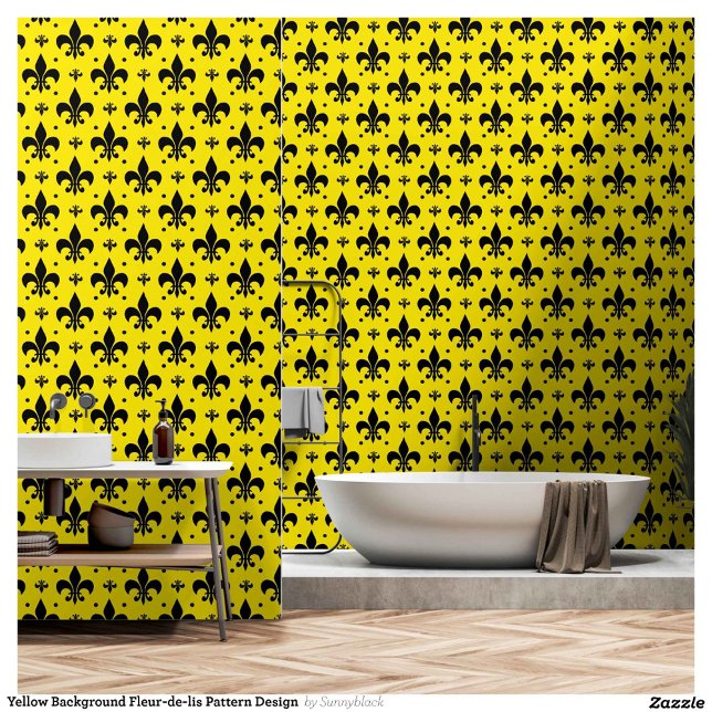 Yellow Background Fleur-de-lis Pattern Design  Wallpaper (Creator Uploaded)