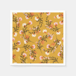 Yellow background flowers napkin