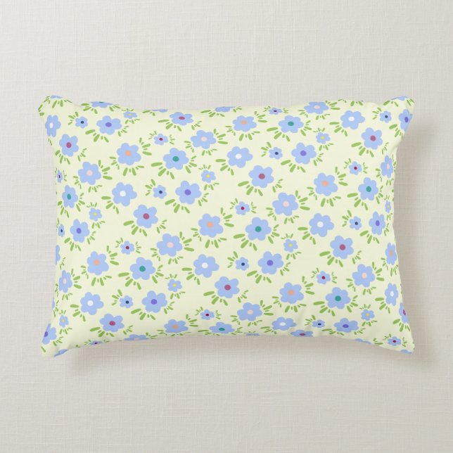 Yellow Background Happy Flowers Decorative Cushion (Front)