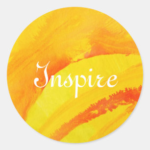 yellow background. watercolor on paper classic round sticker