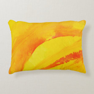 yellow background. watercolor on paper decorative cushion