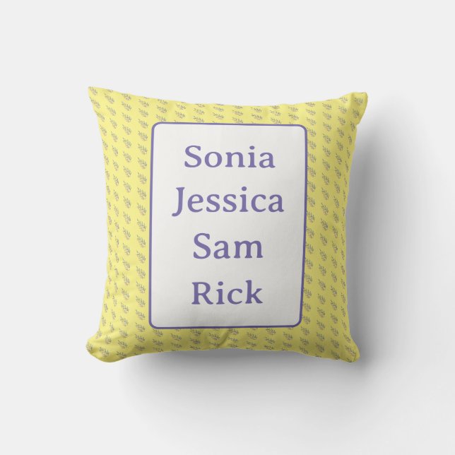 Yellow Background with Leaves  Cushion (Front)