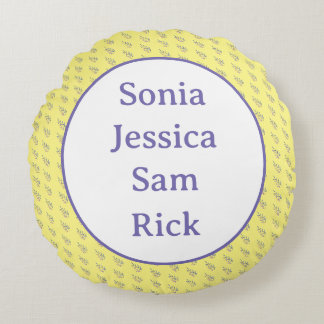 Yellow Background with Leaves Round Cushion