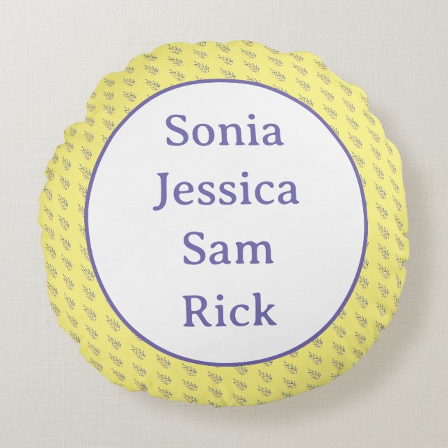 Yellow Background with Leaves  Round Cushion (Front)