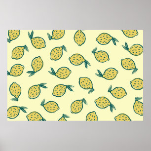 Yellow background with lemons. Lemon. background w Poster