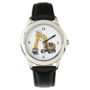 Yellow Backhoe Construction Vehicle  Watch