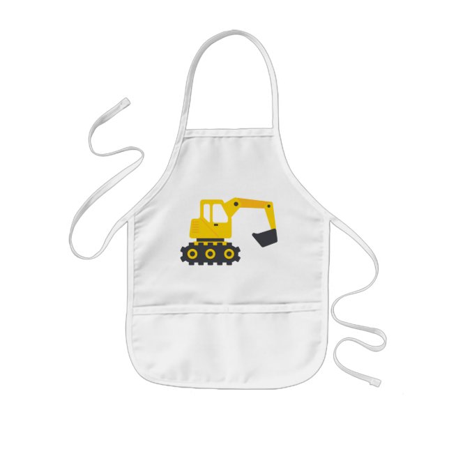 Yellow Backhoe Excavator Construction Kids Kids Apron (Front)