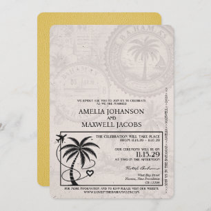 Yellow Bahamas Passport Wedding Invitation