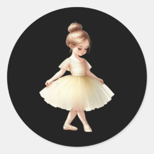 Yellow Ballerina Girl Dancing Ballet Watercolor Classic Round Sticker