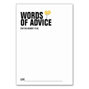 Yellow Balloon Baby Shower Mummy Advice Card