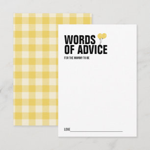 Yellow Balloon Baby Shower Mummy Advice Card