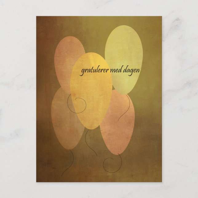 Yellow Balloons Norwegian Happy Birthday Postcard (Front)