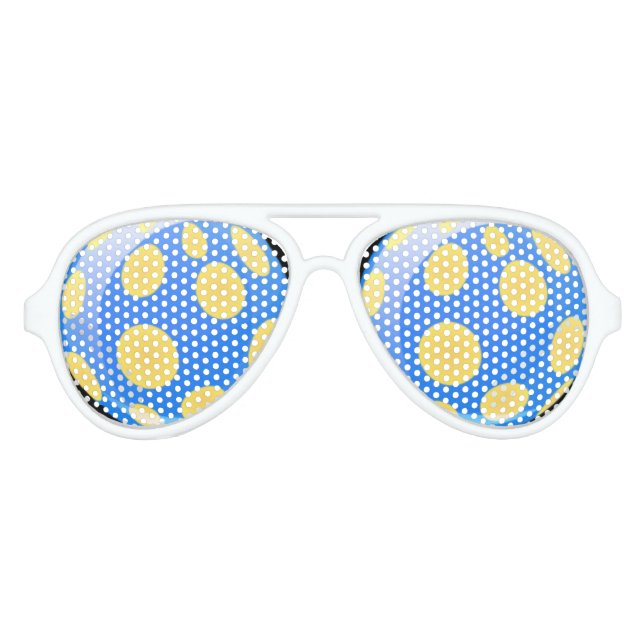 Yellow Balls On Blue Background Aviator Sunglasses (Front)
