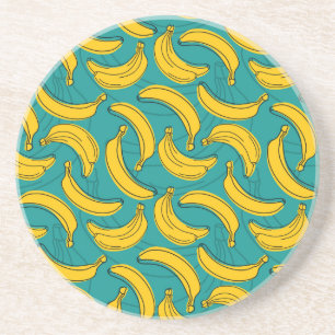 Yellow Banana: Black Outline Vintage Coaster