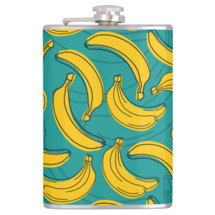 Yellow Banana: Black Outline Vintage Hip Flask