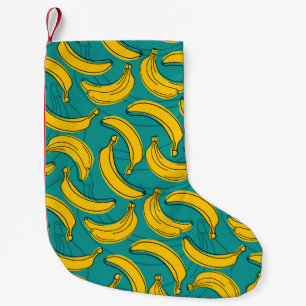 Yellow Banana: Black Outline Vintage Small Christmas Stocking