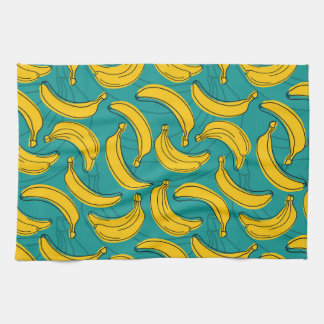 Yellow Banana: Black Outline Vintage Tea Towel