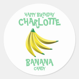 Yellow Banana Candy Happy Birthday Classic Round Sticker