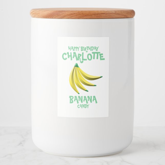 Yellow Banana Candy Happy Birthday Food Label (Front)
