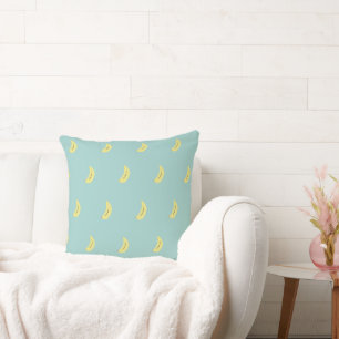 Yellow banana drawing blue pattern cushion