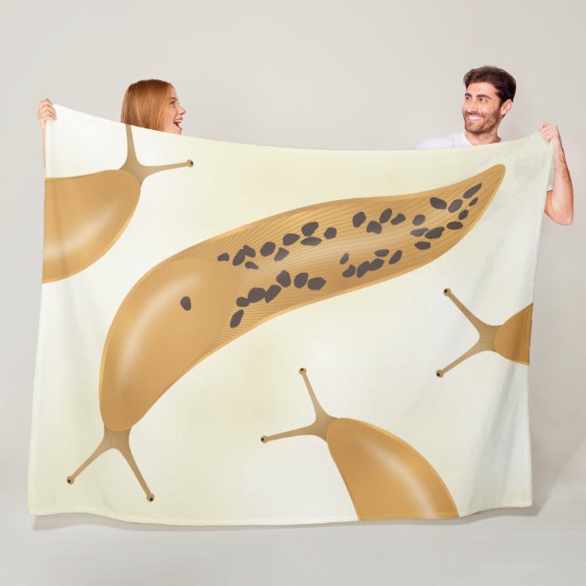 Yellow Banana Slug Fleece Blanket (In Situ)