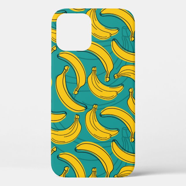 yellow banana with black outline seamless pattern  Case-Mate iPhone case (Back)