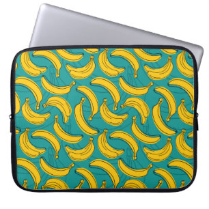 yellow banana with black outline seamless pattern laptop sleeve