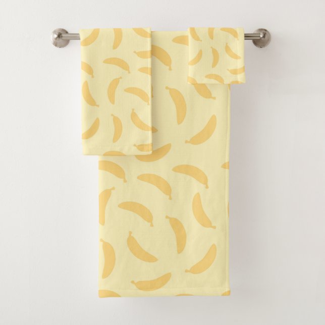 Yellow Bananas Fruit Print Bath Towel Set (Insitu)