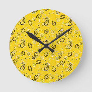 Yellow Bandanna Adventure Home Decor Round Clock
