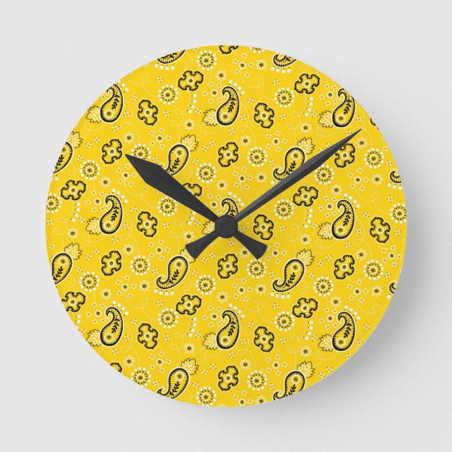 Yellow Bandanna Adventure Home Decor Round Clock (Front)